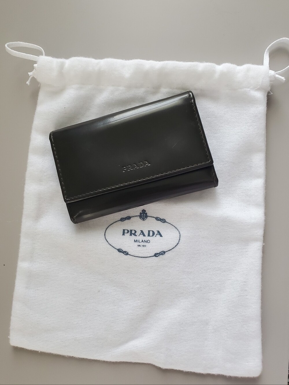 Prada Black Leather Card & Key Wallet